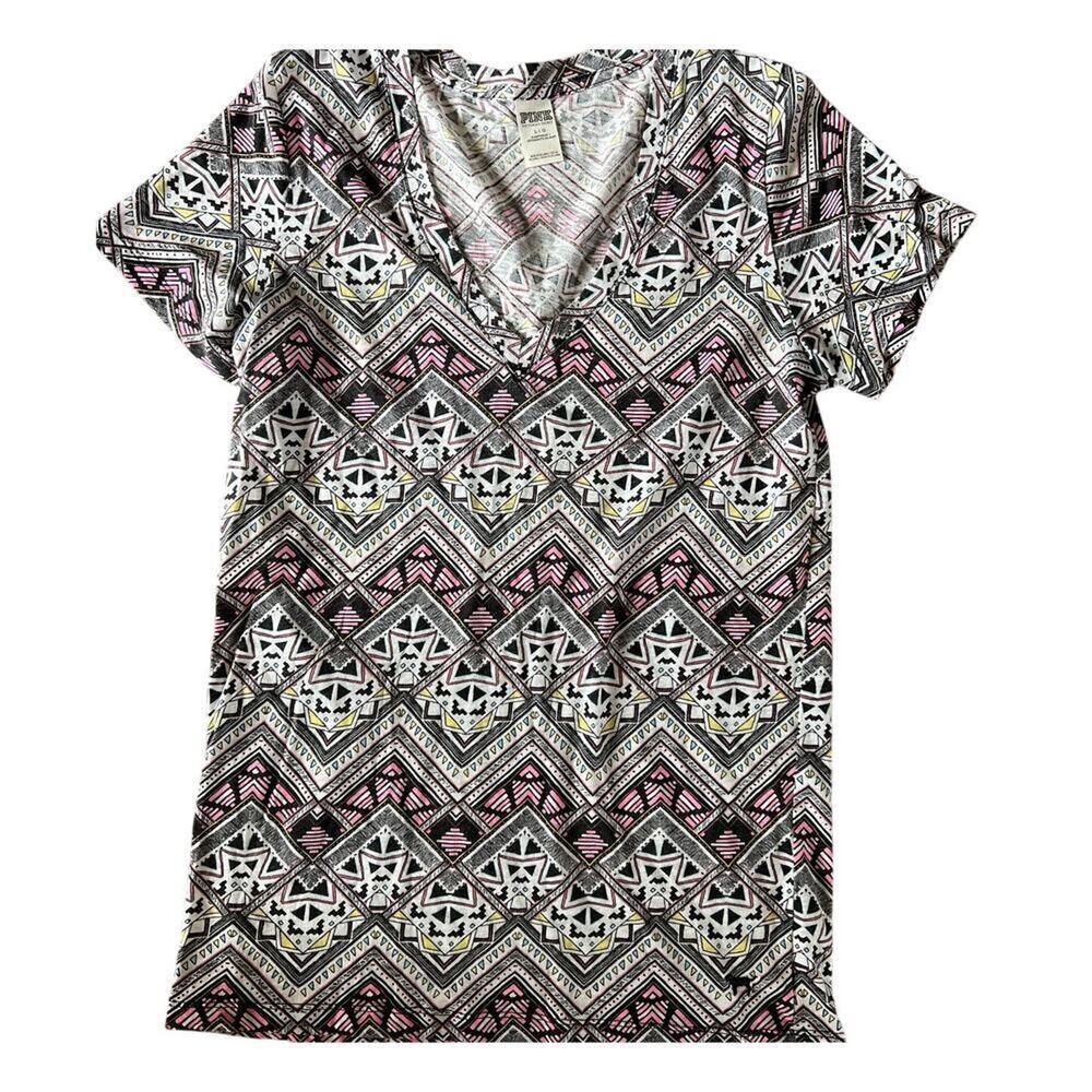 Victoria's Secret aztec V-neck sleepwear T-shirt, women's size L